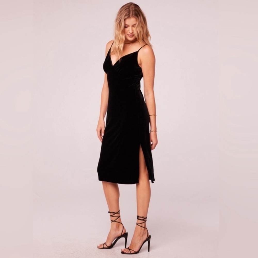 NWT Band Of The Free Girl Crush Black Velvet Midi Dress Large